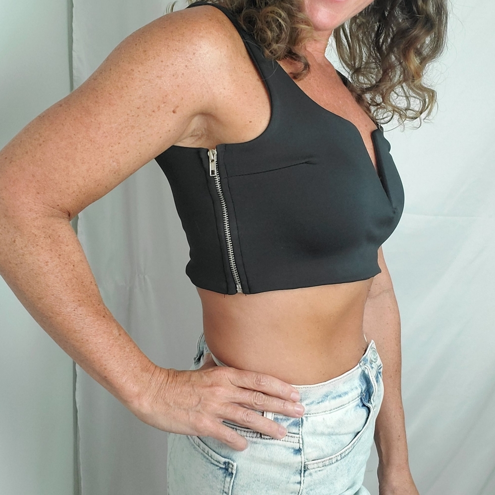 Black crop top 1990s style Vestidos tank
